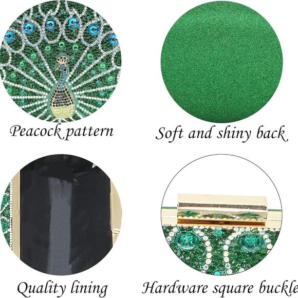 Rhinestone Clutch Purses for Women Evening Wedding Formal - Round Pearl Clasp Ha - Picture 4 of 7